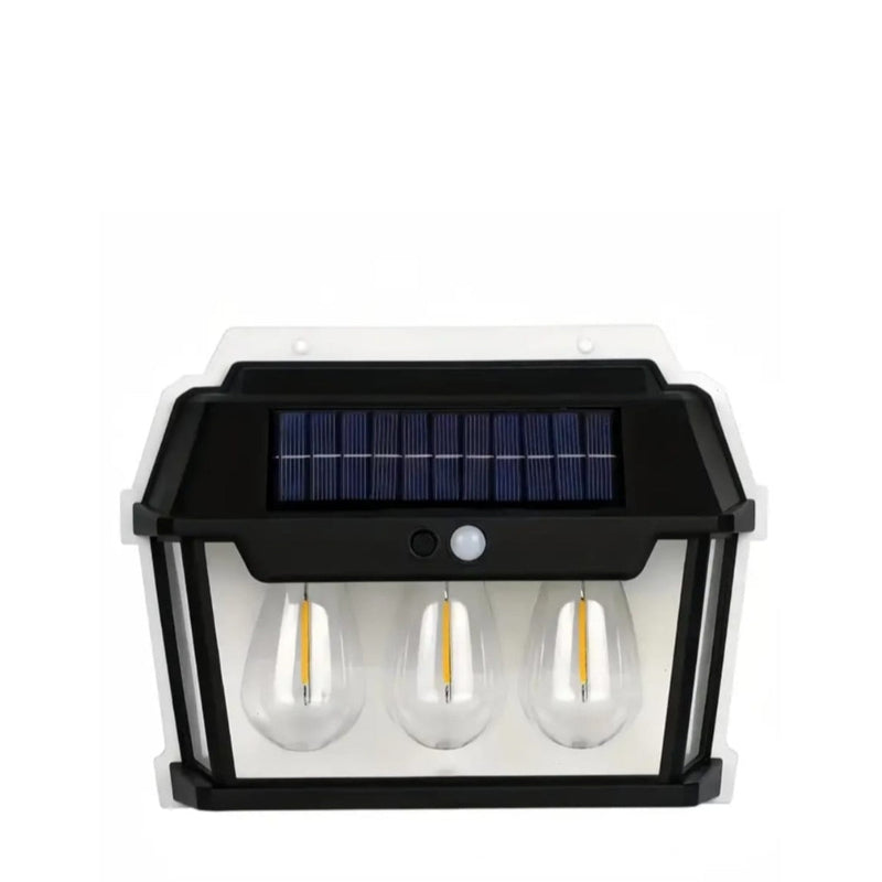Sada 4 kusů x Solární Venkovní Lampa ve Stylu Lampionu se 3 Žárovkami, Pohybovým Senzorem, 38W