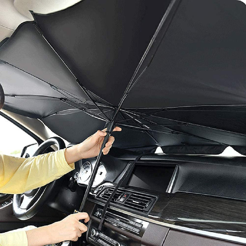Skládací sluneční clona deštníkového typu na čelní sklo automobilu