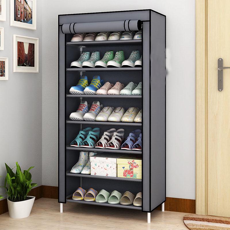 Textilní skříň na boty, šedá, 60x30x158 cm