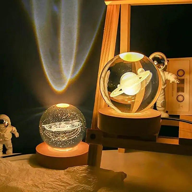 3D gravírovaná křišťálová koule s LED světelnou základnou