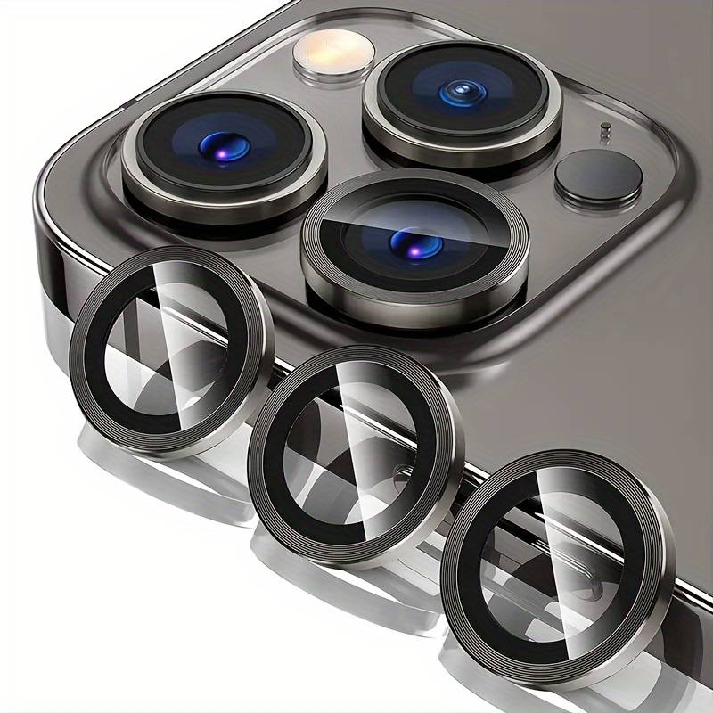 HD Clear Metal + Tvrdé Sklo pro Pokročilou Ochrannou Fólii Objektivu Fotoaparátu pro iPhone (Černé)