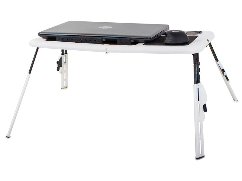 Skládací stůl pro notebook E-TABLE s 2 ventilátory USB, podložkou pod myš, držákem na šálek a perem