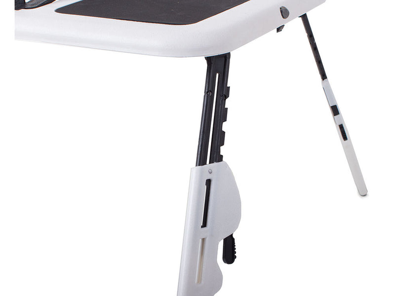 Skládací stůl pro notebook E-TABLE s 2 ventilátory USB, podložkou pod myš, držákem na šálek a perem