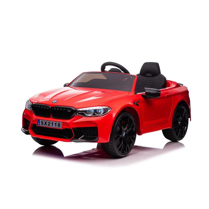 Elektrické dětské auto BMW M5 | Licencované | Kola z pěnové hmoty EVA | Kožené sedadlo | 90W | 12V | Červená