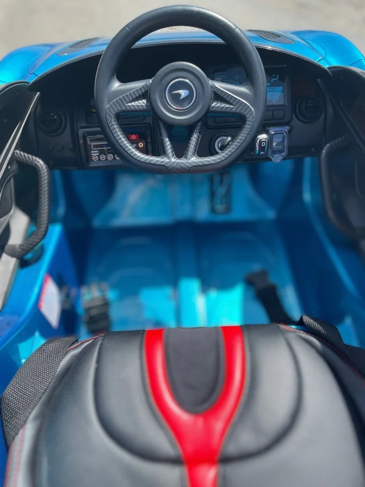 Dětské elektrické auto McLaren 720S | Licencované | Kola z pěnového EVA | Kožené sedadlo | 90W | 12V | Námořnická modř