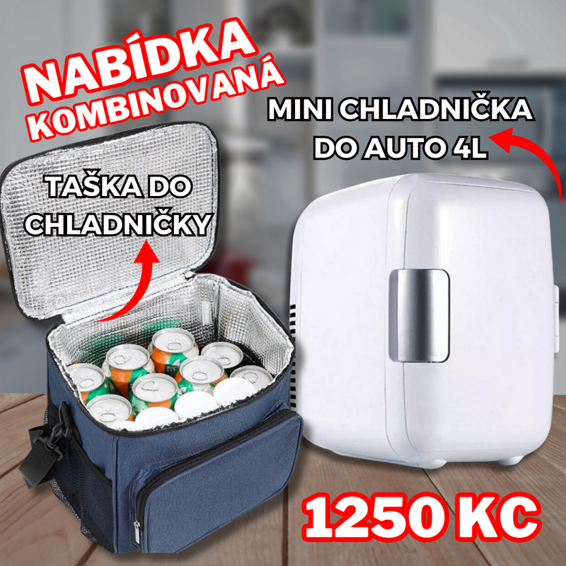 KOMBINOVANÁ NABÍDKA - Přenosná mini lednice do auta 4L + chladící taška
