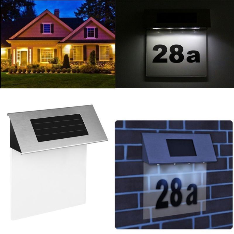 Nerezové domovní číslo, s LED osvětlením a solárním napájením