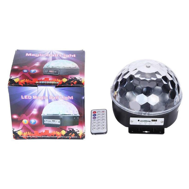 Disco Magic Crystall Ball s RGB LED, reproduktorem, USB, kartou, přehráváním hudby, rotující světelnou hrou