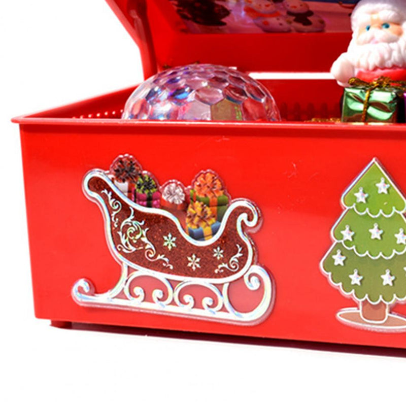 Hudební skříňka Santa Claus s osvětleným projektorem, vánoční hudba a dekorace, červená