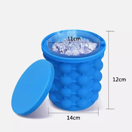 Silikonový výrobník zmrzliny pro Smart Ice Cube Maker, včetně víka, 120 kostek, modrý, 14x12 cm
