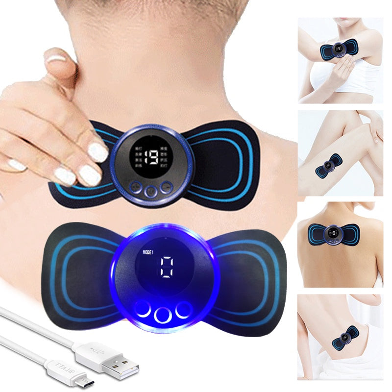 Mini přístroj pro masáž a úlevu od bolesti, 8 režimů, modrý